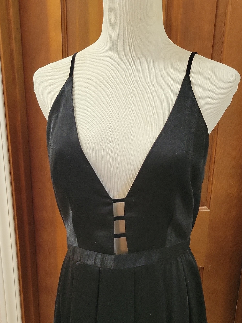 Free People Black Plunge Mini Dress with Strappy Front - Picture 2 of 6